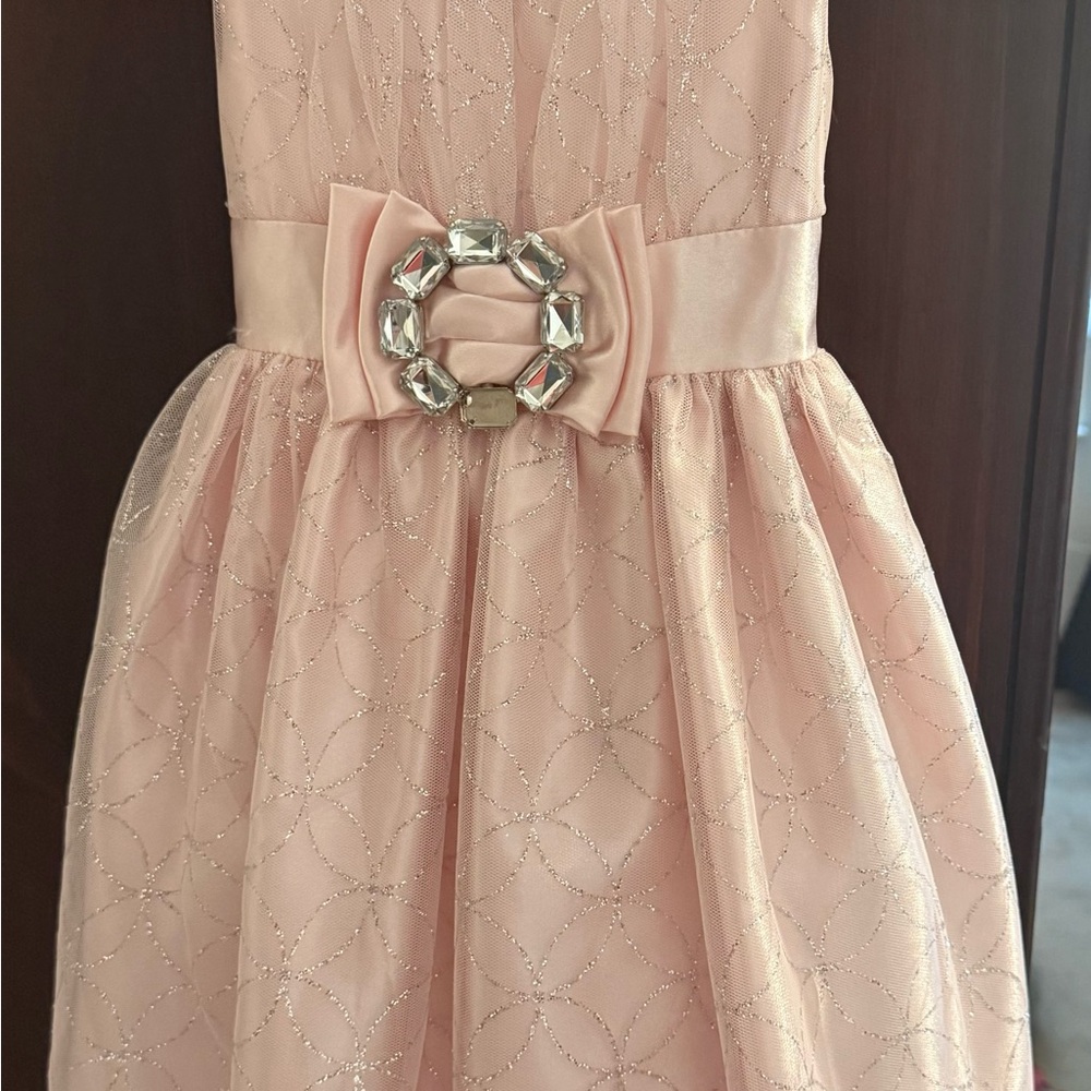 Charming Pink Kids Formal Dress with Gem Accent